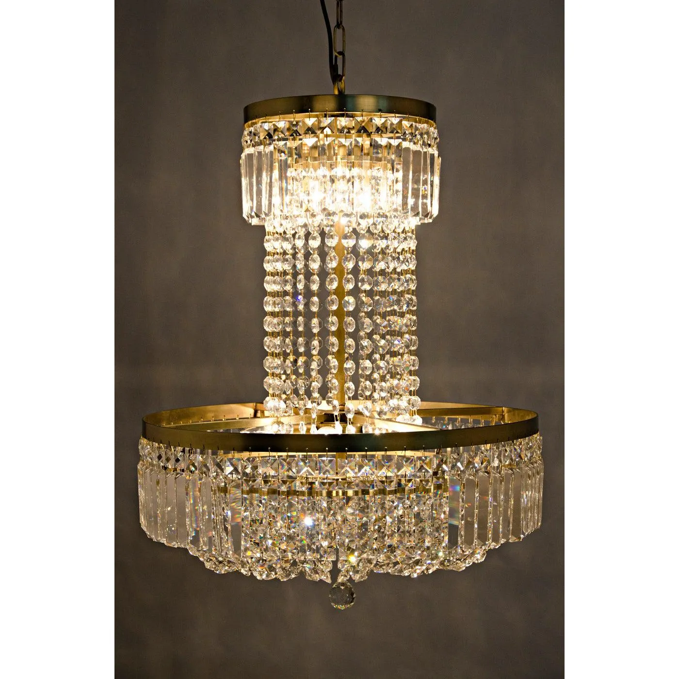St. Petersburg Chandelier, Antique Brass and Glass