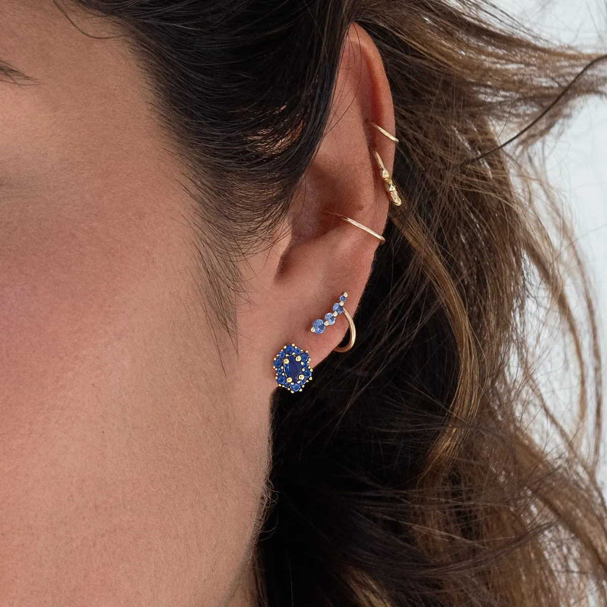 Starry Sakura Blue Sapphire Studs