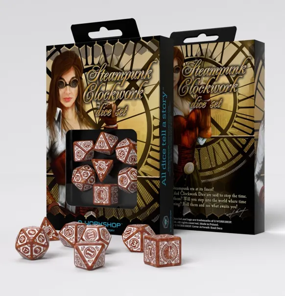 Steampunk Clockwork: Dice Set - Caramel & White