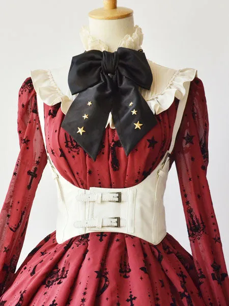 Steampunk Gothic Black Lolita Corset Metallic Buckle PU Lolita Bustier Dreaa