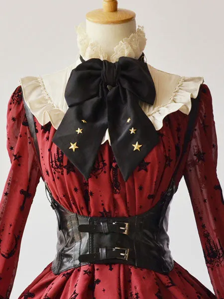 Steampunk Gothic Black Lolita Corset Metallic Buckle PU Lolita Bustier Dreaa