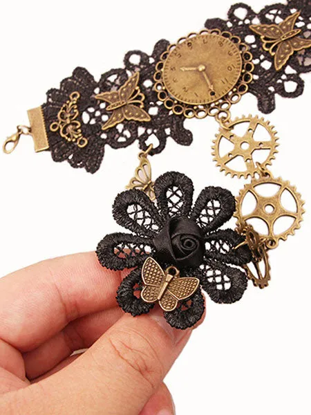 Steampunk Lolita Bracelet Lace Metal Details Bronze Lolita Accessories