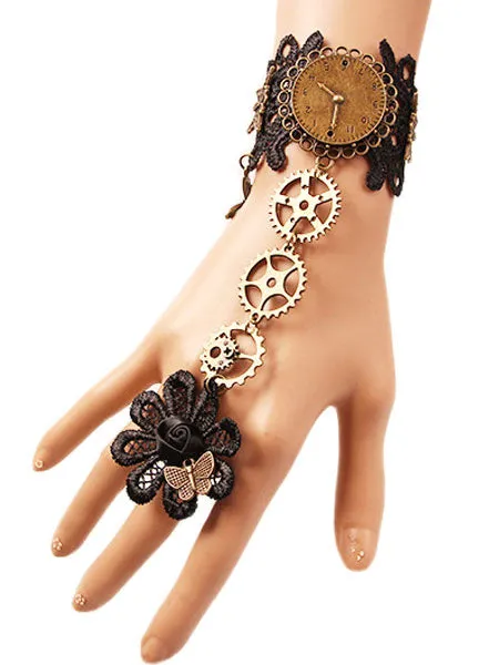 Steampunk Lolita Bracelet Lace Metal Details Bronze Lolita Accessories