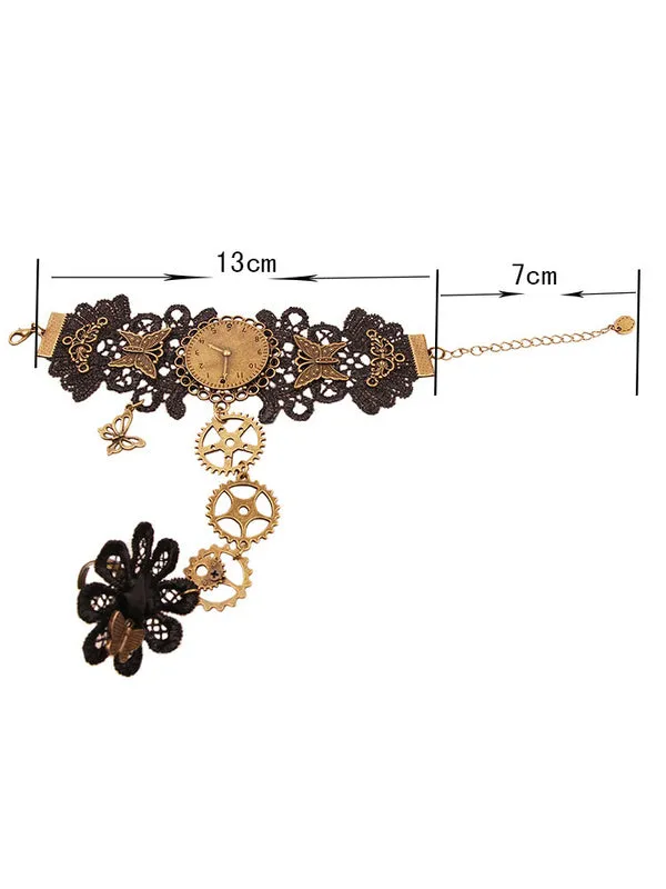 Steampunk Lolita Bracelet Lace Metal Details Bronze Lolita Accessories