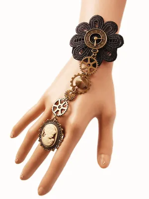 Steampunk Lolita Bracelet Lace Metal Details Bronze Lolita Accessories