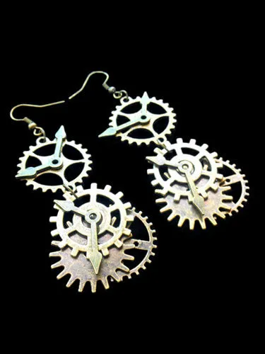 Steampunk Lolita Earrings Metal Details Gold Lolita Earrings
