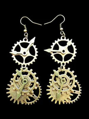 Steampunk Lolita Earrings Metal Details Gold Lolita Earrings
