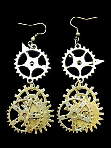 Steampunk Lolita Earrings Metal Details Gold Lolita Earrings