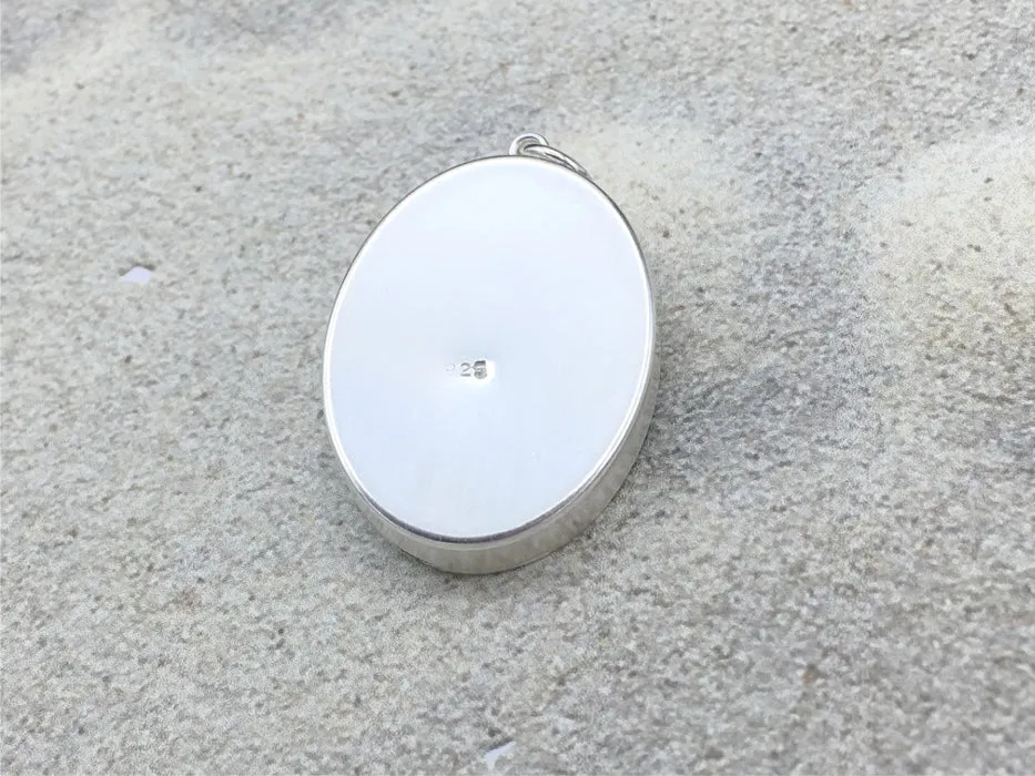 Sterling silver 30mmx 22mm Oval Pendant with Shell, Shells, starfish, Sea glass,  Beach Haven, Taylor Ave, LBI New Jersey shore, tide pool,  alcohol ink art,  beach comber