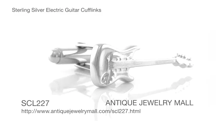 Sterling Silver Electric Guitar Cufflinks