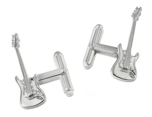 Sterling Silver Electric Guitar Cufflinks