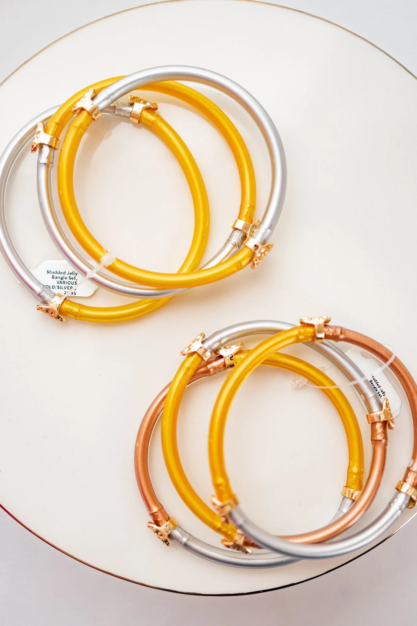 Studded Jelly Bangle Set, VARIOUS
