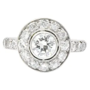 Superb Art Deco 1.02 CTW Diamond 14K White Gold Cluster Engagement Ring