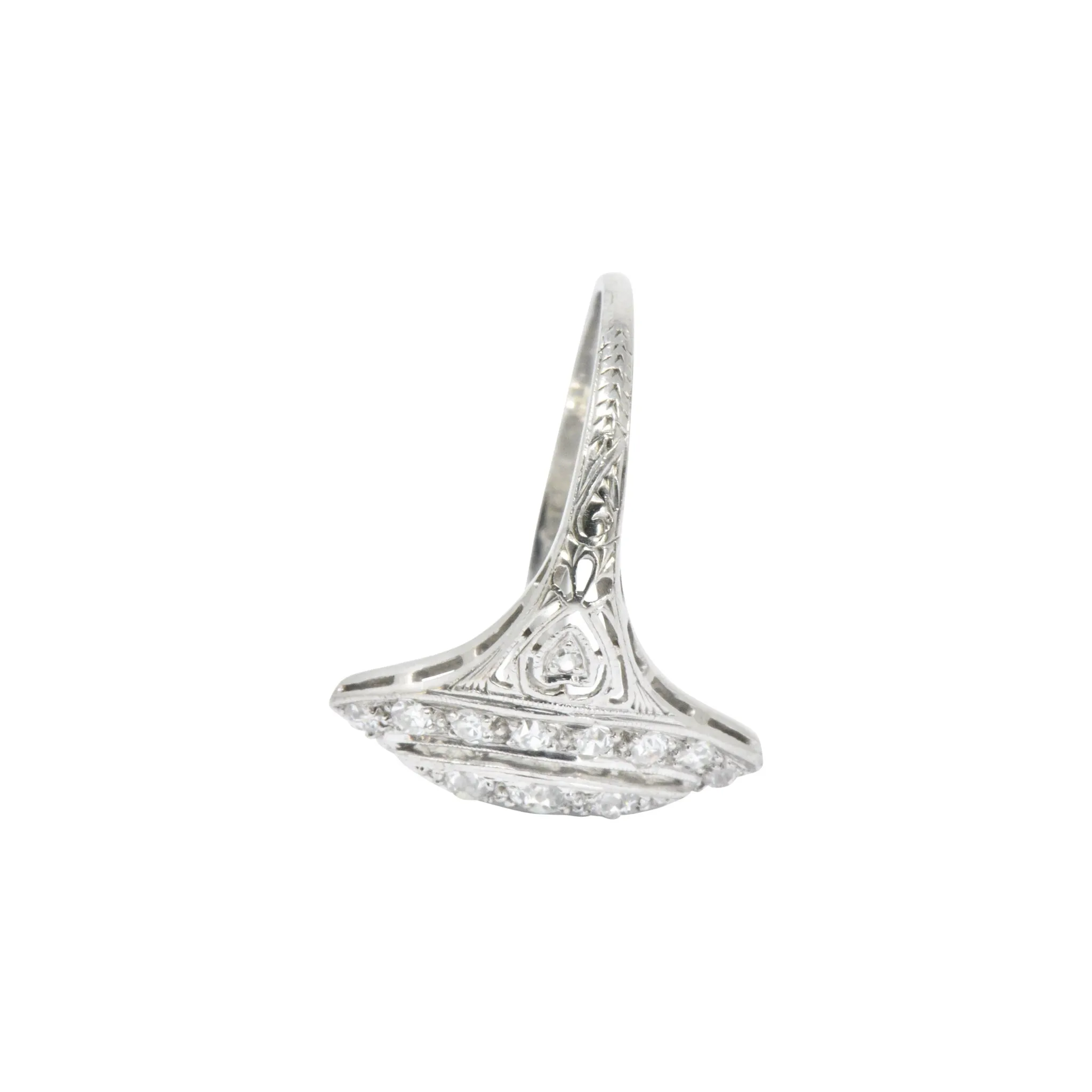 Sweet .40 Ctw Diamond & Platinum Art Deco Navette Ring