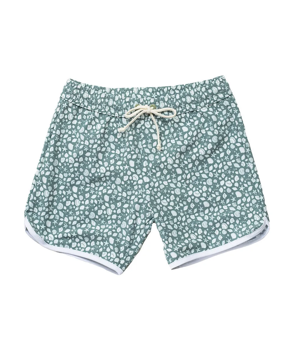 Swim Shorts in Sage Green Shell Print