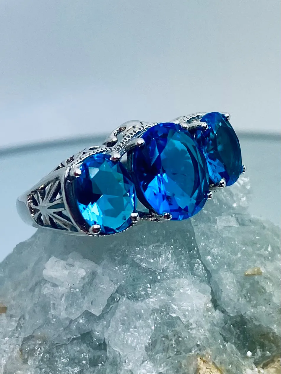 Swiss Blue Topaz Ring, Size 8.5 Ring, Cocktail Ring, Art Deco Jewelry #D36 - Ready to Ship