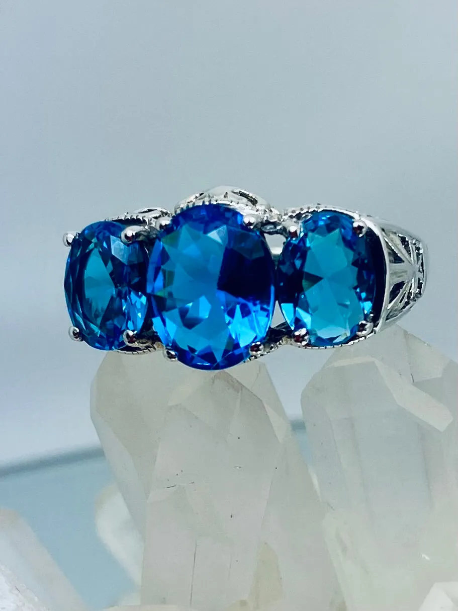 Swiss Blue Topaz Ring, Size 8.5 Ring, Cocktail Ring, Art Deco Jewelry #D36 - Ready to Ship