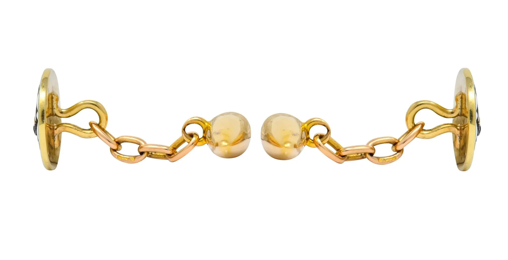 T. & J. Bragg British Art Deco Sapphire Enamel 15 Karat Gold Men's Cufflinks