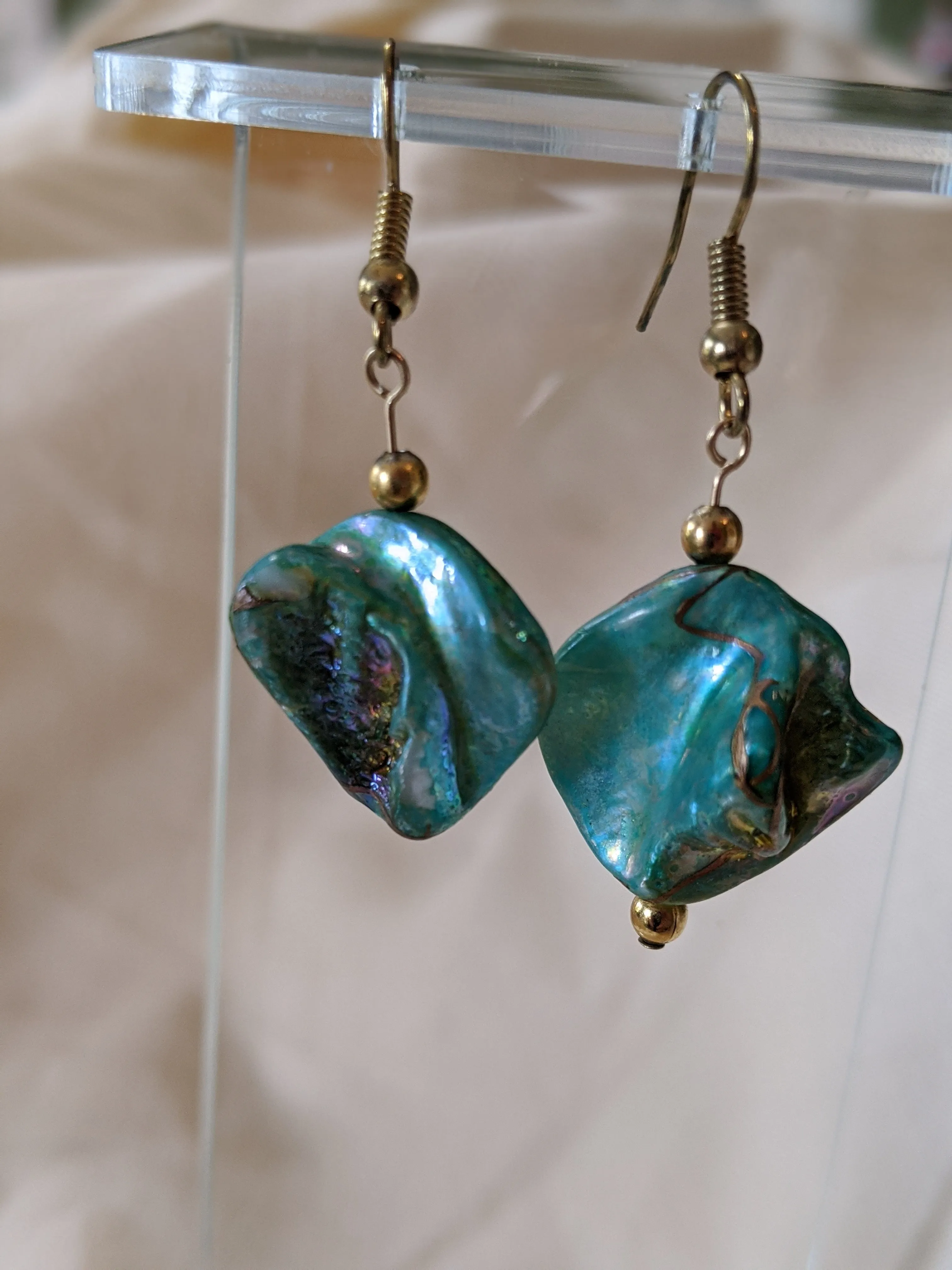 Teal Shell Earrings