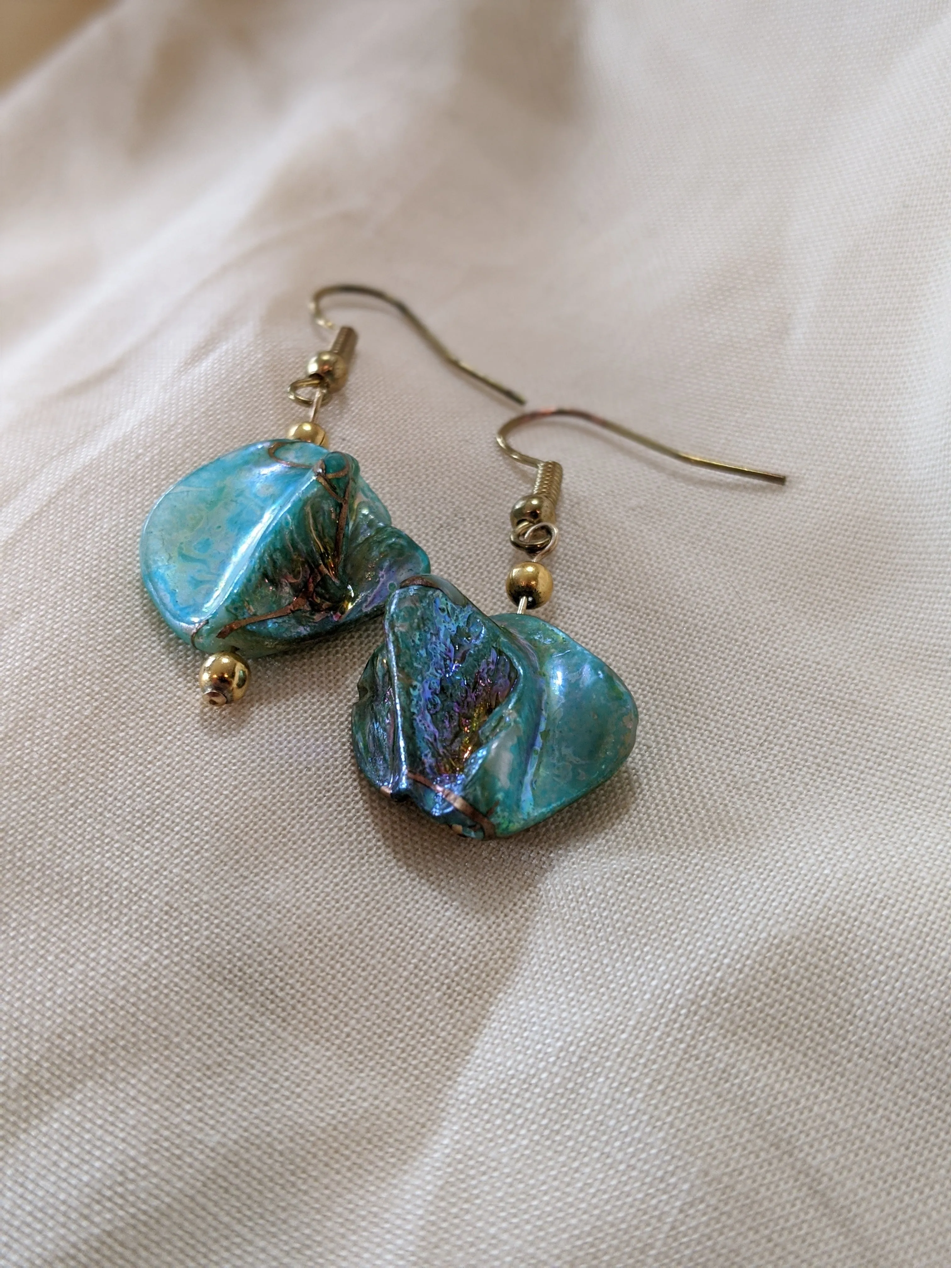 Teal Shell Earrings