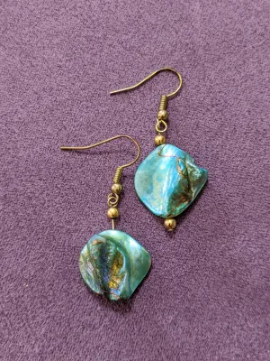 Teal Shell Earrings