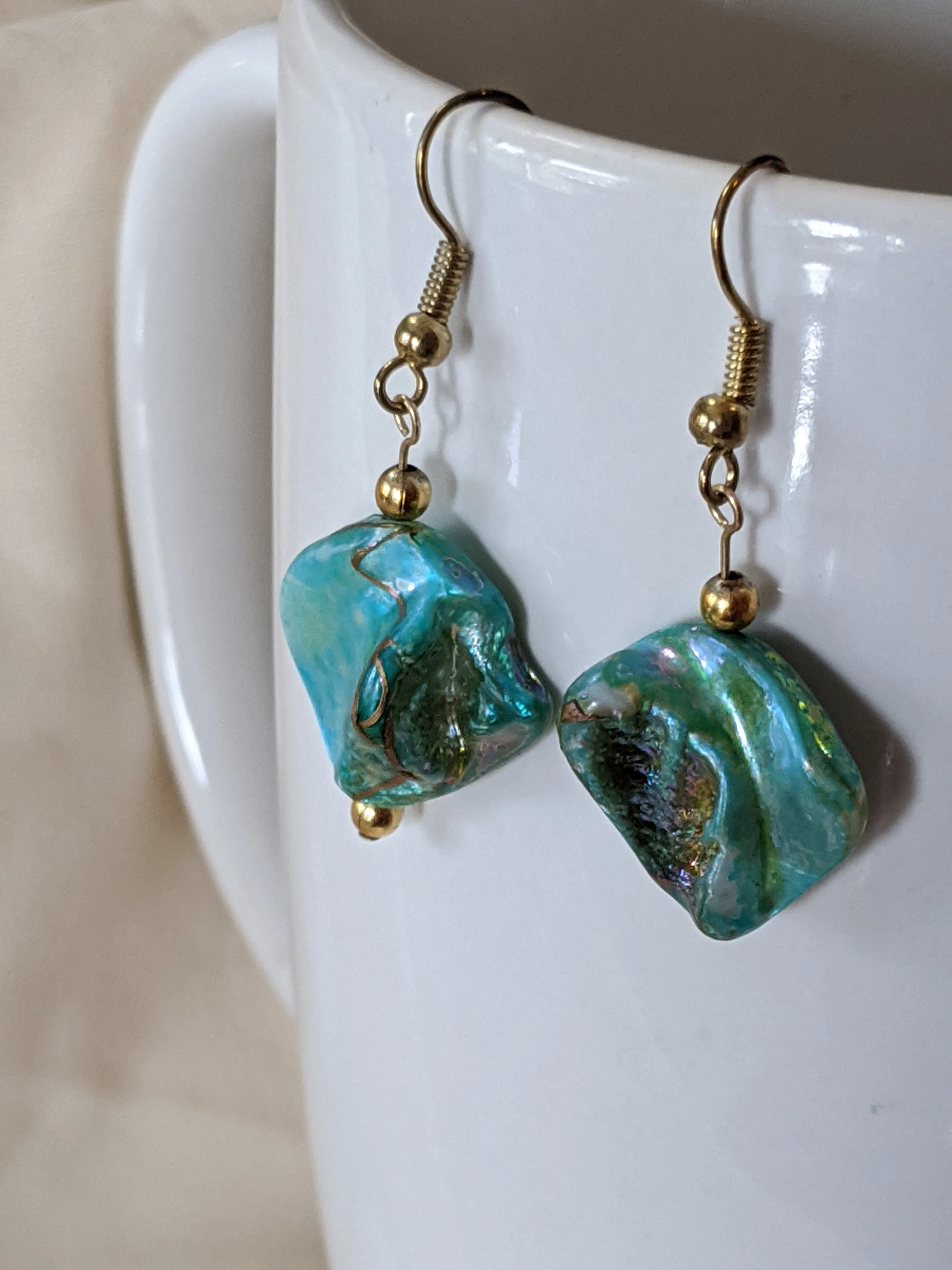 Teal Shell Earrings