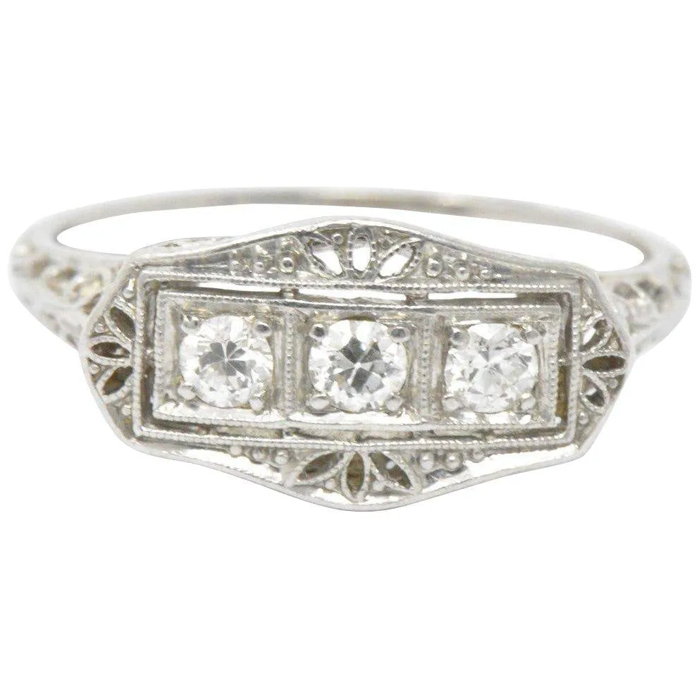Tiffany & Co. Old European Diamond Platinum Panel Alternative Engagement Ring