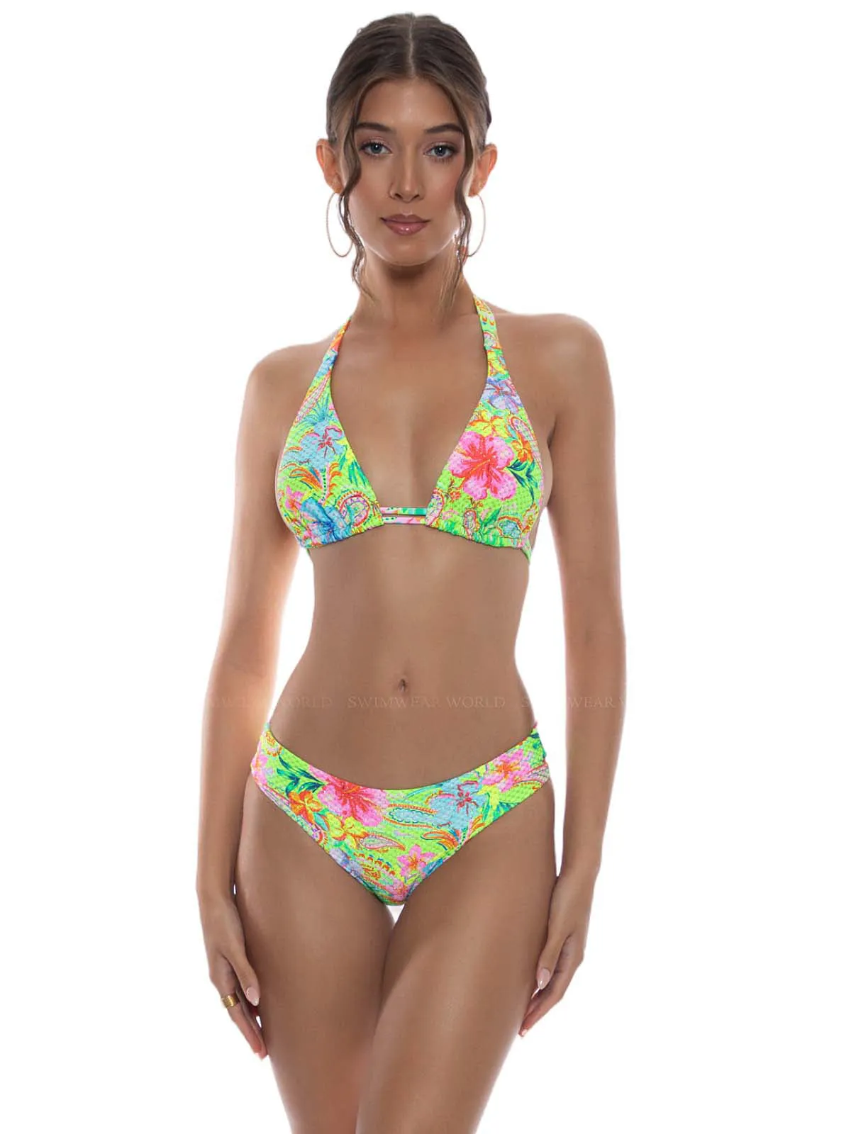 Triangle Halter-Seamless Ruched Back Bikini ::RET