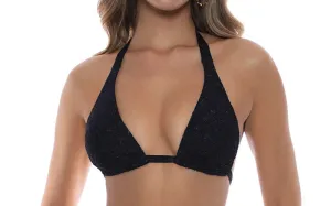 Triangle Halter-Seamless Wavy Ruched Back Bikini