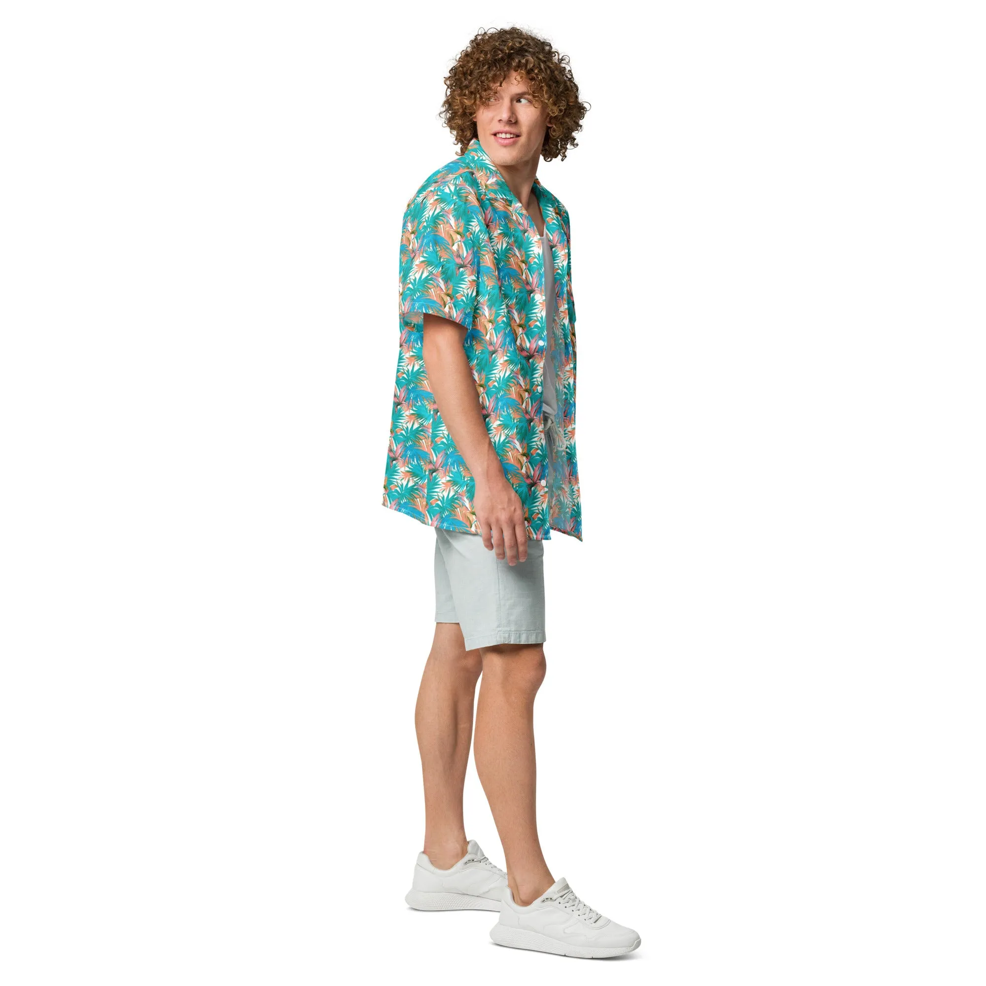 Unisex button shirt. Hawaii Print Shirt  Size From XM To 4X