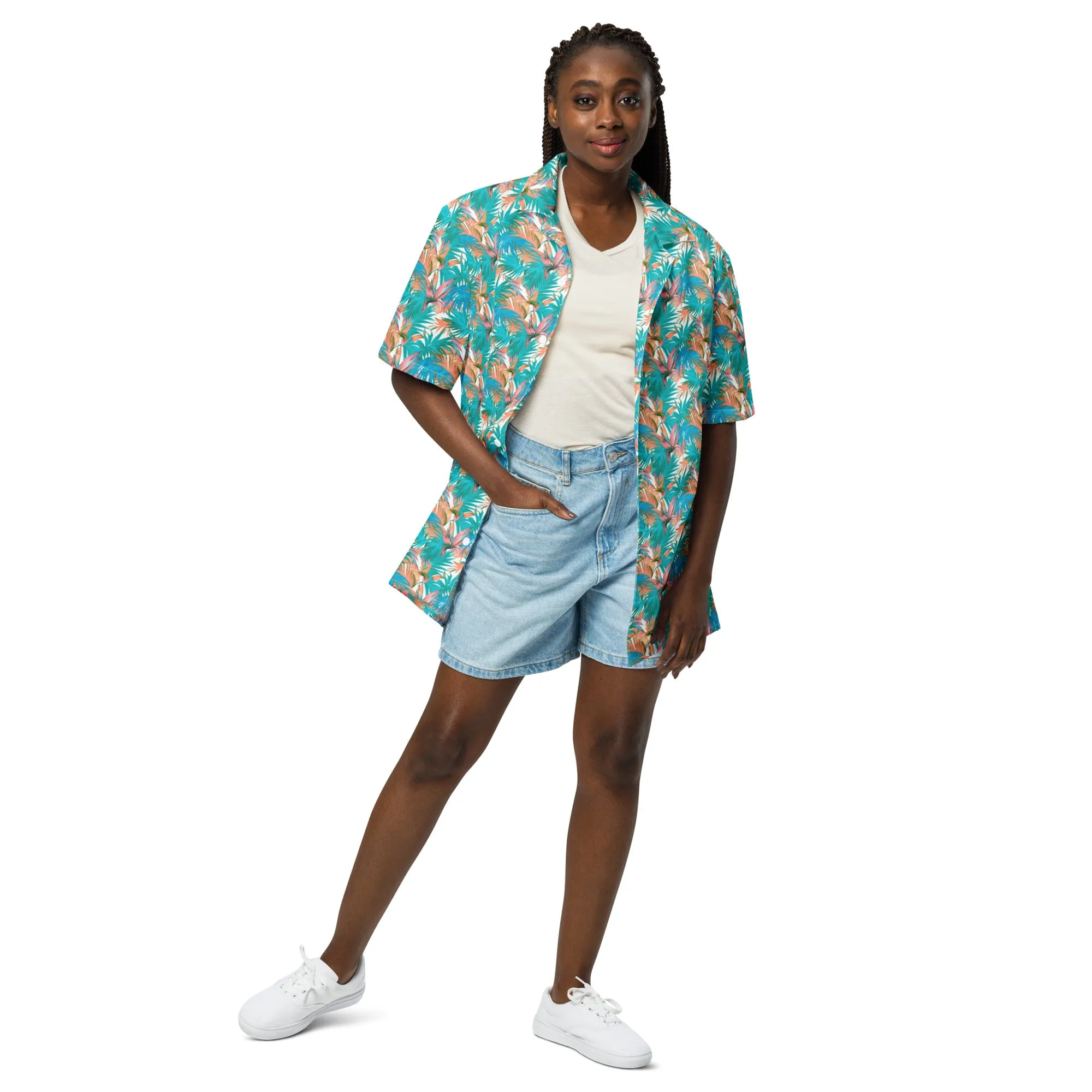 Unisex button shirt. Hawaii Print Shirt  Size From XM To 4X