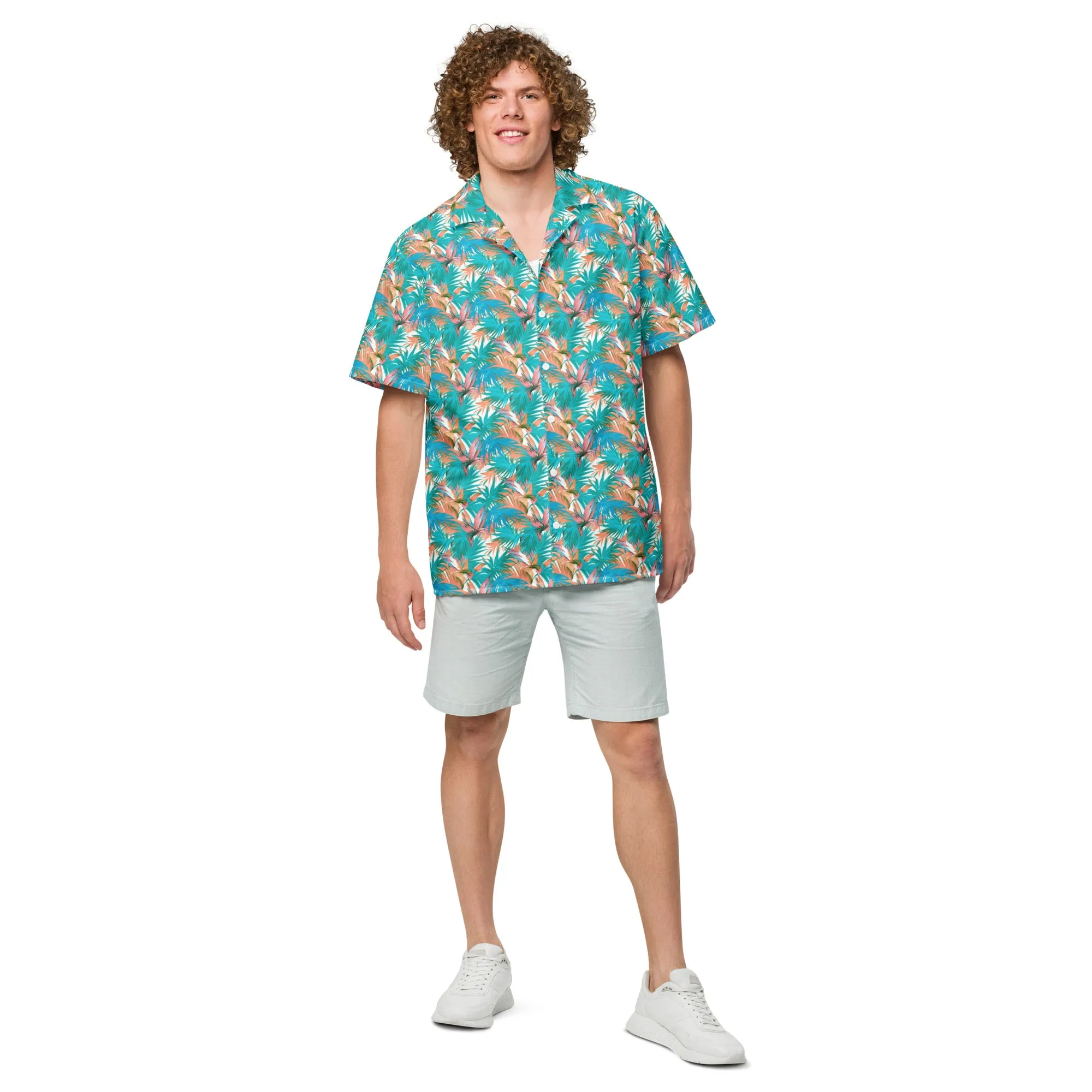Unisex button shirt. Hawaii Print Shirt  Size From XM To 4X