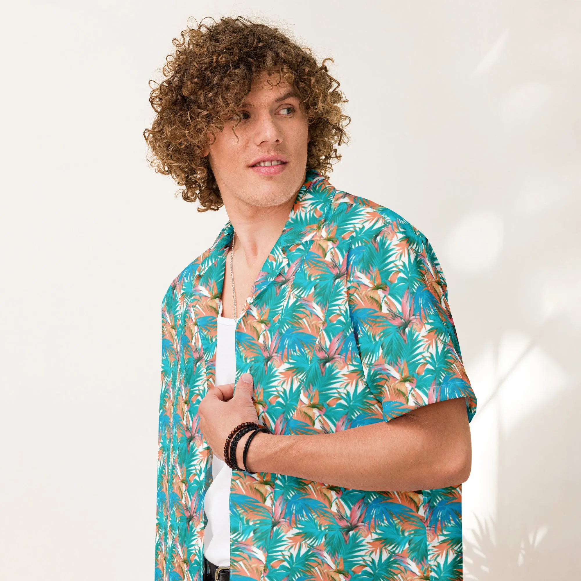 Unisex button shirt. Hawaii Print Shirt  Size From XM To 4X