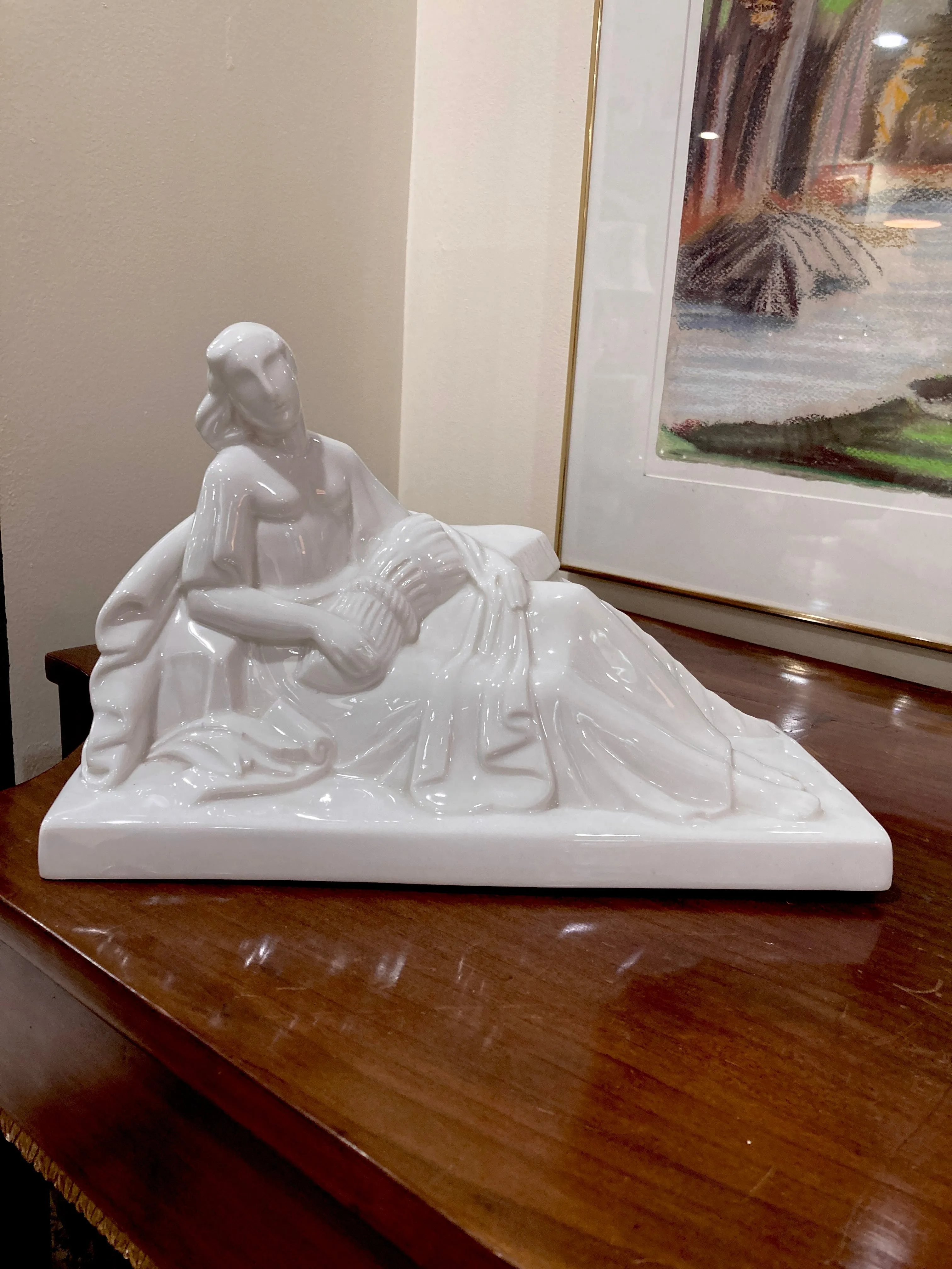 Vintage Art Deco Reclining Female Lamberton Porcelain Figure Sculpture