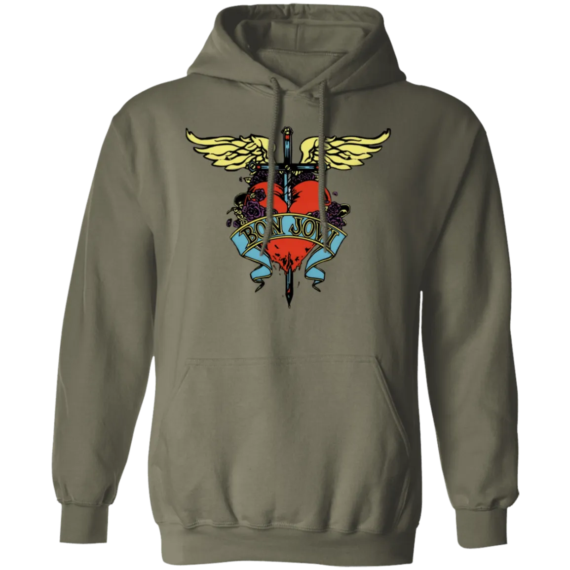 Vintage Bon Jovi Hoodie - Classic Rock Band - Gildan