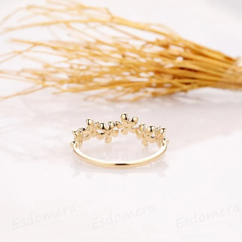 Vintage Floral Moissanite Ring 14K Yellow Gold Promise Ring For Her