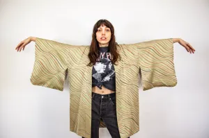VINTAGE GREEN HAORI KIMONO