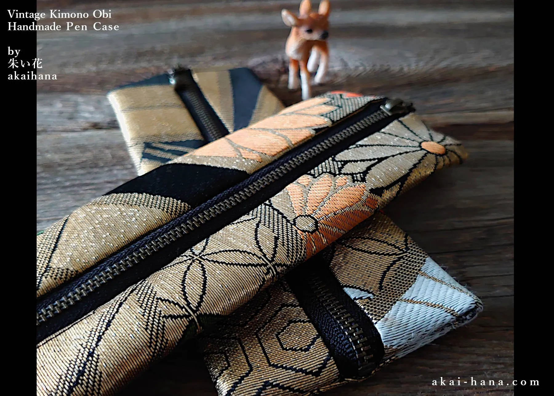 Vintage Kimono Obi Pen Case, Japanese Handmade, zc20p0003