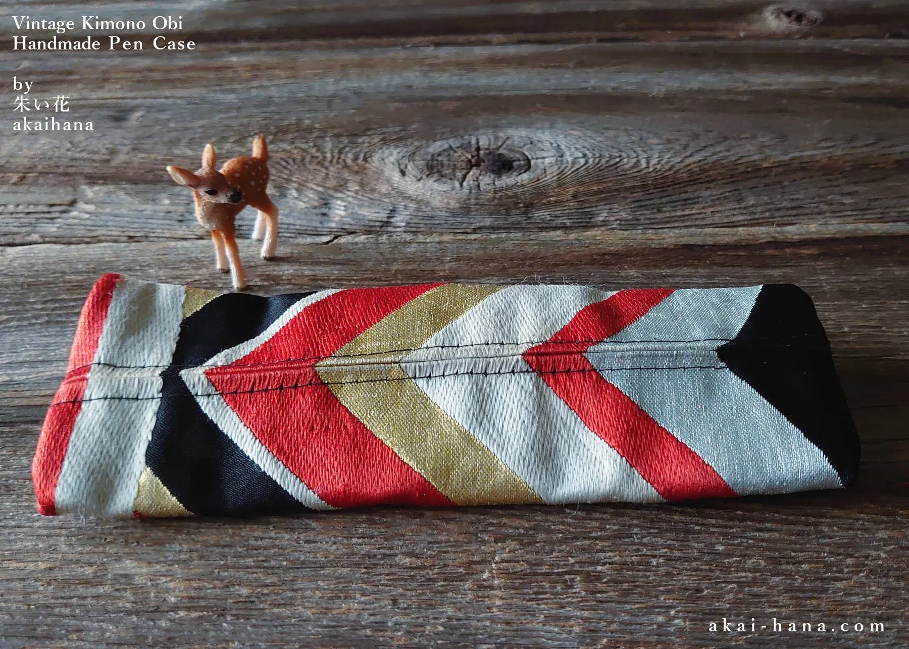 Vintage Kimono Obi Pen Case, Japanese Handmade, zc20p0005