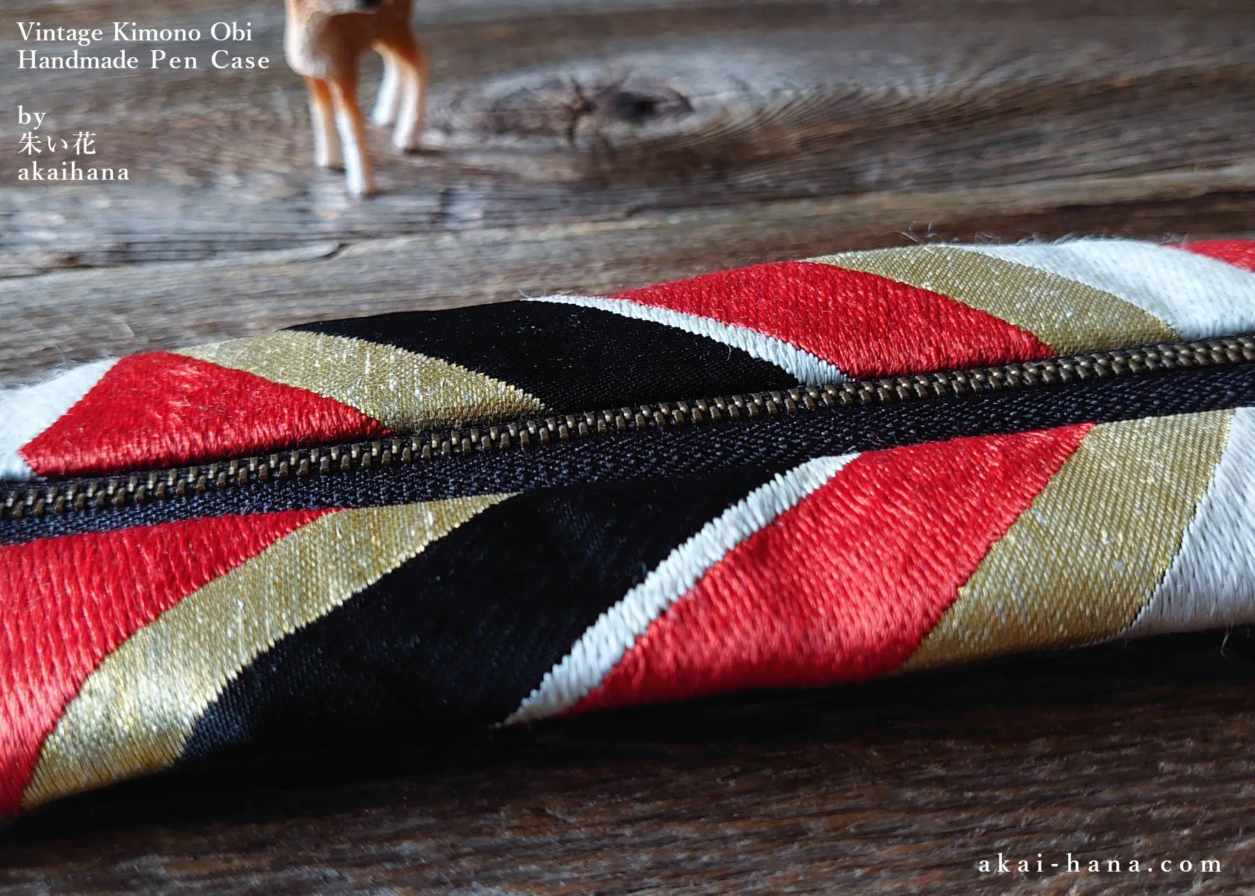 Vintage Kimono Obi Pen Case, Japanese Handmade, zc20p0005