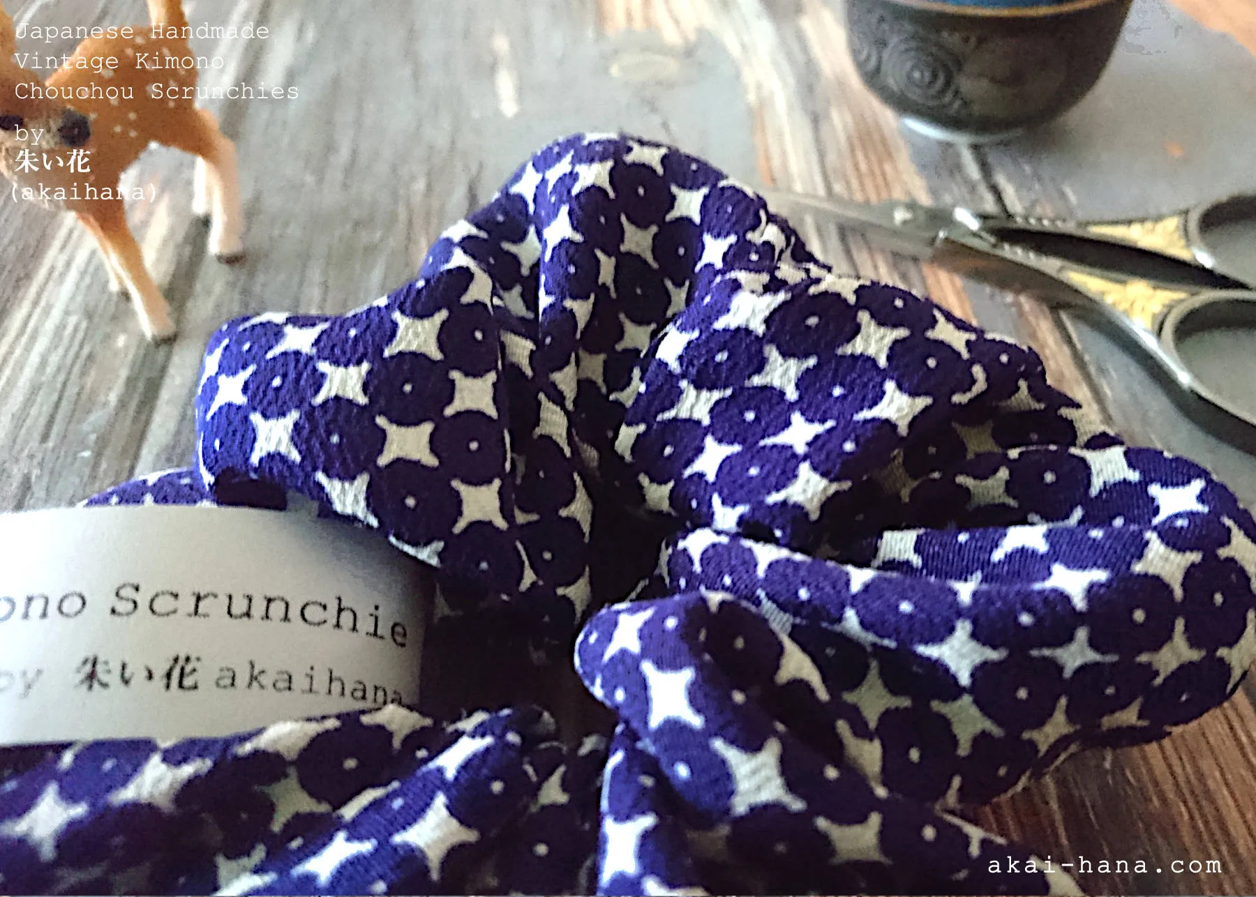 Vintage Kimono Scrunchies, Japanese Handmade, scvk0010