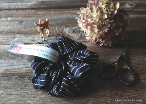 Vintage Kimono Scrunchies, Shibori Black x White, Japanese Handmade