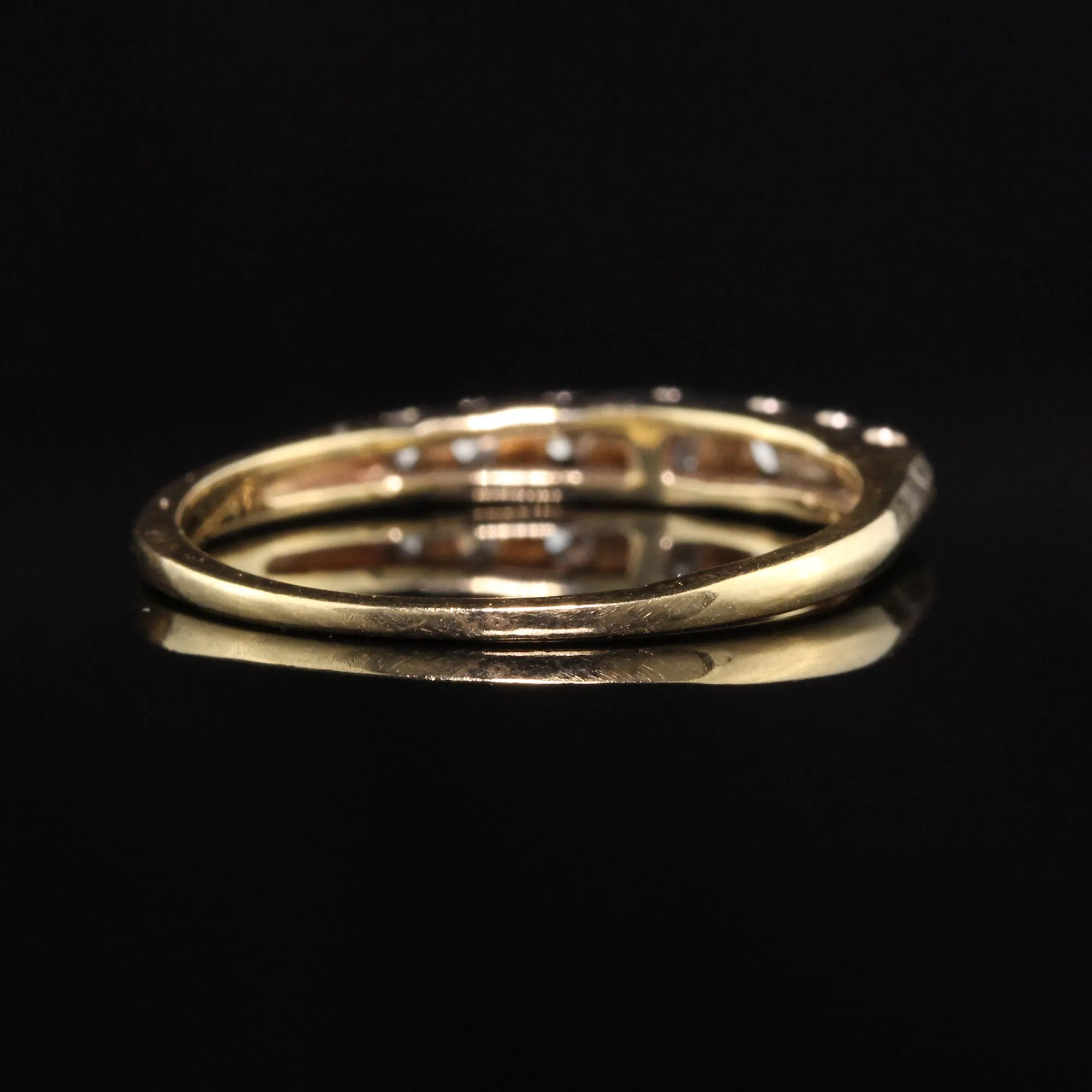 Vintage Retro 14K Yellow Gold Single Cut Diamond Wedding Band
