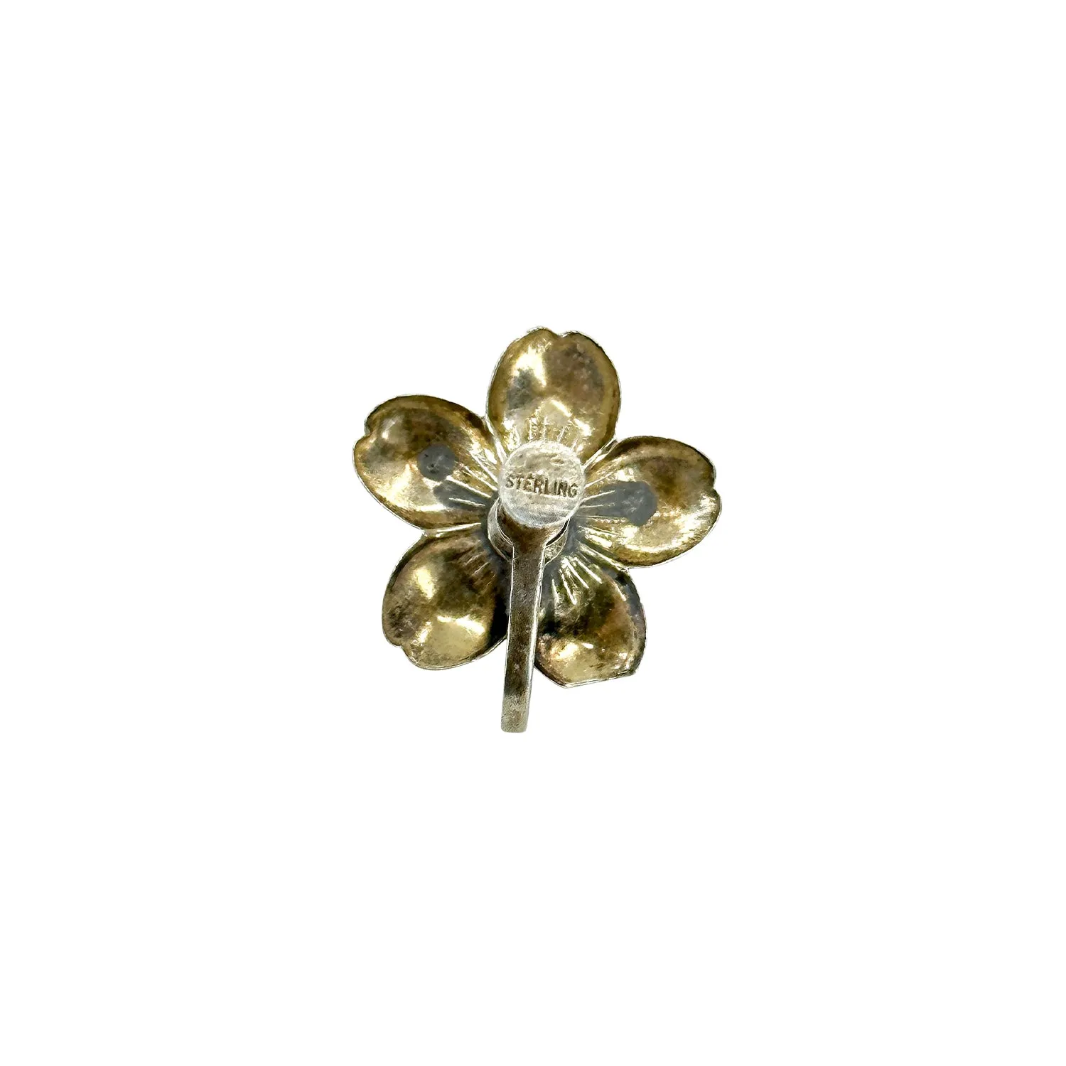 Vintage Sakura Cherry Blossom Akoya Saltwater Cultured Pearl Screwback Earrings- Sterling Silver
