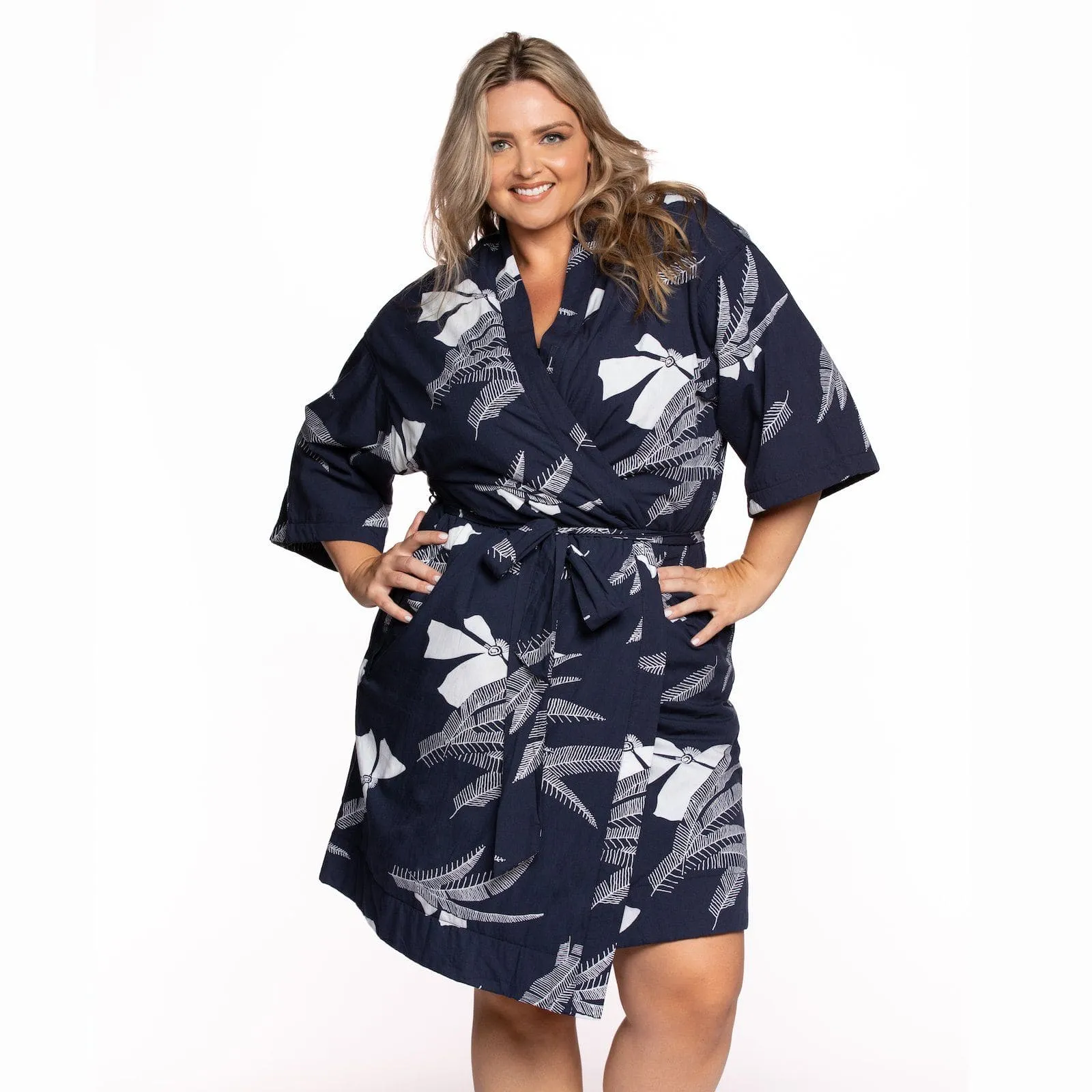 Women’s La Sirena Robe - Vintage Floral, Farallon Navy