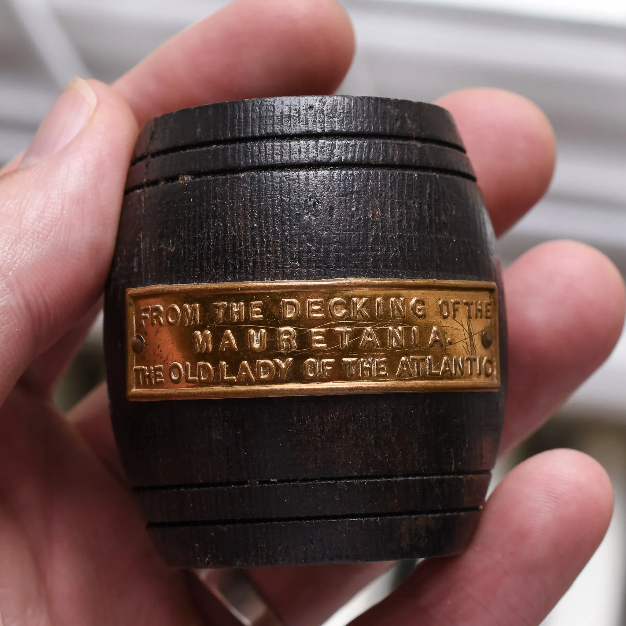 Wooden Barrel "From The Decking Of The Mauretania"